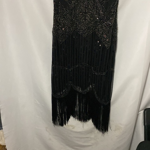 FunDaisy size XL Black FULL Sequin Sheath Midi Flapper Dress LINED SIDE ZIPPER - Picture 12 of 13